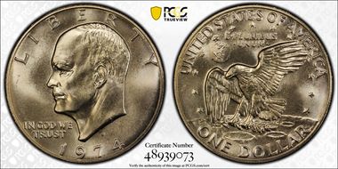 1974-S $1 Silver MS67