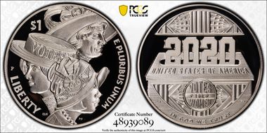 2020-P $1 Women’s Suffrage Centennial PR70DCAM