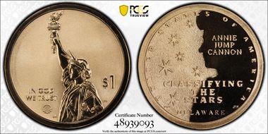 2019-S $1 American Innovation DE Rev PR Cannon, Classifying the Stars PR69