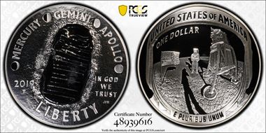 2019-P $1 Apollo 11 50th Anniversary 5oz Silver PR69DCAM