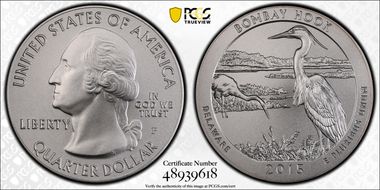 2015-P 25C Bombay Hook NP 5 oz Silver SP69