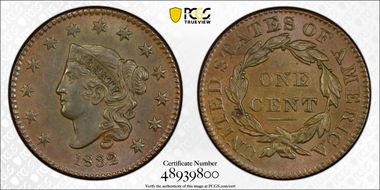 1832 1C Large Letters AU58BN