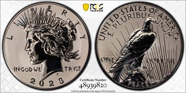 2023-S $1 Peace Dollar Rev PR Two-Coin Reverse Proof Set PR70