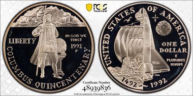 1992-P $1 Columbus PR69DCAM