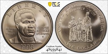 1998-S $1 Crispus Attucks MS70