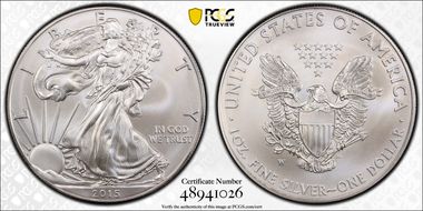 2015-W $1 Burnished Silver Eagle SP70