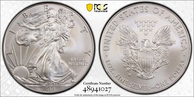 2014-W $1 Burnished Silver Eagle SP69