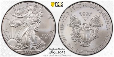 2013-W $1 Burnished Silver Eagle SP70