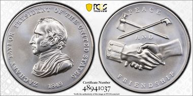 (2022) Medal Zachary Taylor "1849" Silver Matte Finish MS70