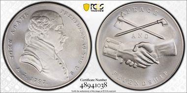 (2018) Medal John Adams "1797"  Silver Matte Finish MS70