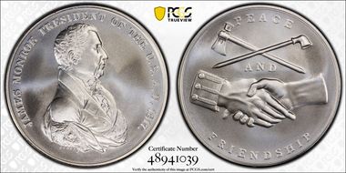 (2019) Medal James Monroe "1817" Silver Matte Finish MS70
