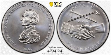 (2022) Medal James K. Polk "1845" Silver Matte Finish MS70