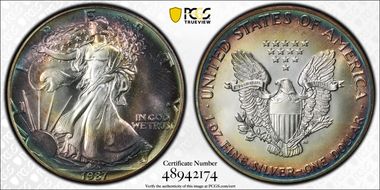 1987 $1 Silver Eagle MS68