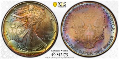 1990 $1 Silver Eagle MS68