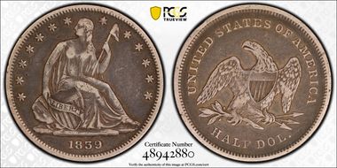 1839 50C Drapery VF25