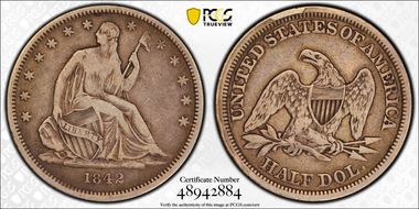 1842 50C Small Date, Rev of 1842 VF25