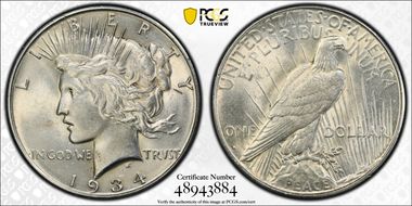 1934-D $1 VAM 3, DDO, Medium D AU58