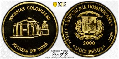 2000 10 Peso Iglesia de Boyá Au MS69