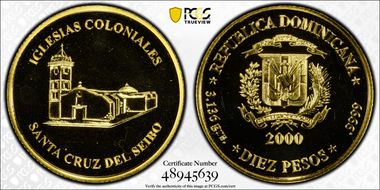 2000 10 Peso Santa Cruz del Seibo Au MS69