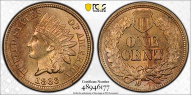 1863 1C MS63