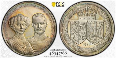 1913 Medal Brockmann-580 Ag SP64