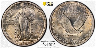 1917-D 25C Type 2 AU58