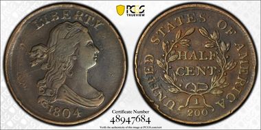 1804 1/2C Plain 4, No Stems N1BN