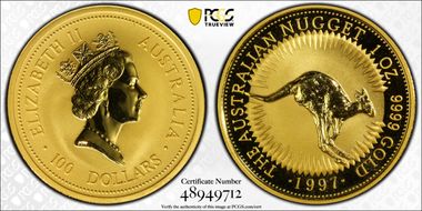1997 $100 Kangaroo-Nugget Au MS69