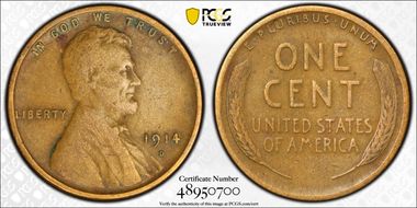 1914-D 1C VF25BN