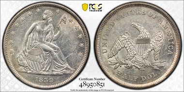 1839 50C Drapery AU55