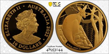2022 $10 Kangaroo Au PR70DCAM