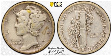 1921-D 10C VF25