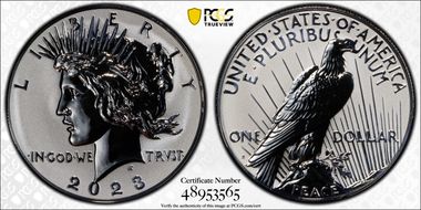 2023-S $1 Peace Dollar Rev PR Two-Coin Reverse Proof Set PR70