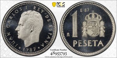 1987-M Peseta E87-National Numismatic Expo PR69DCAM