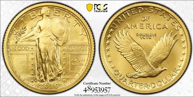 2016-W 25C 100th Anniversary Gold SP70