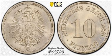 1874-C 10 Pfg J-4 MS63
