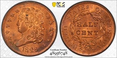 1828 1/2C 13 Stars MS63RD