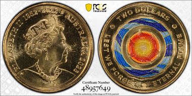 2023 $2 35th Ann $2 Coin Set Colorized Lest we Forget-Eternal Flame MS67