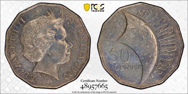 2000 50C Millennium Incuse Flag N1