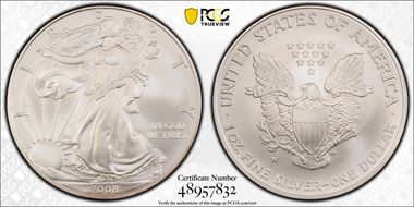 2008-W $1 Burnished Eagle, Rev '07 FS-901 SP70