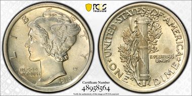 1918 10C AU58