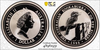 1998 $1 Kookaburra Ag MS68