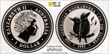2001 $1 Kookaburra Ag MS67