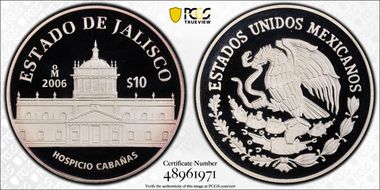 2006-Mo 10 Peso Jalisco KM-794  Ag PR69DCAM
