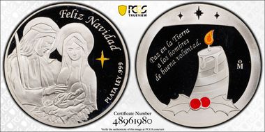 No Date-Mo Medal Feliz Navidad Silver PR67DCAM