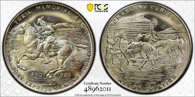 1935 Medal Pony Express Cu-Ni 32mm Diamond Jubilee MS68