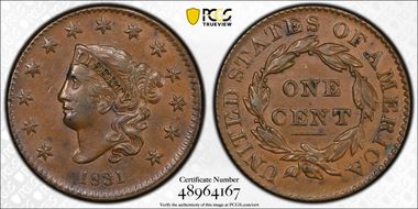 1831 1C Large Letters AU50BN