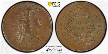 1793 1C Wreath, S-11c MS62BN