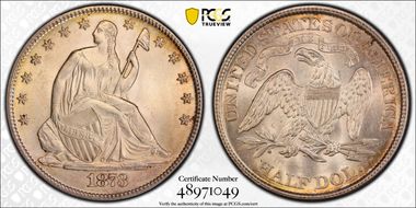 1873 50C No Arrows, Closed 3 MS62