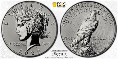 2023-S $1 Peace Dollar Rev PR Two-Coin Reverse Proof Set PR70